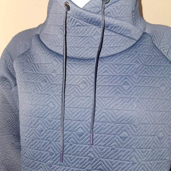 Athleta Jacquard Elevation Pullover Quilted Sweatshirt, Navy Blue, Size Small - Picture 5 of 10